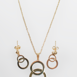 Juego de collar y aretes con diseños en circulo